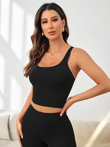 Slayform Slayform Crisscross Back Sports Tank Going Out Top Workout Tank Tops Fitted Shirt - Black - View 2