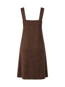 Momance Maternity Leopard Print Casual Everyday Outing Pinafore Dress - Coffee Brown - View 6