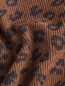 Momance Maternity Leopard Print Casual Everyday Outing Pinafore Dress - Coffee Brown - View 10