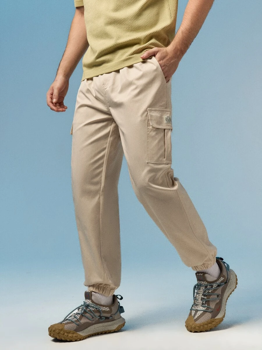 Caldwick Spring/Autumn New Men's Workwear Cargo Pants, Multi-Pocket Loose Casual Minimalist Versatile Japanese Style Jogger Pants, Runs Small, Recommend Ordering One Size Up - Khaki - View 1