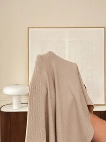 Slowluna Solid Color Nursing Function Split Design Maternity Clothing - Khaki - View 3