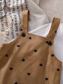 SHEIN Baby Girl Cute Deer Embroidery Strap Casual Outdoor Dress, Spring/Autumn - Brown - View 4