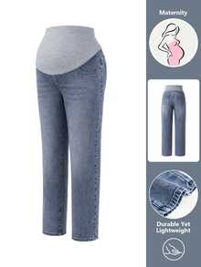 Momance Maternity Casual Everyday Pocket Denim Jeans Versatile - Medium Wash - View 6