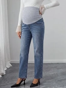Momance Maternity Casual Everyday Pocket Denim Jeans Versatile - Medium Wash - View 1