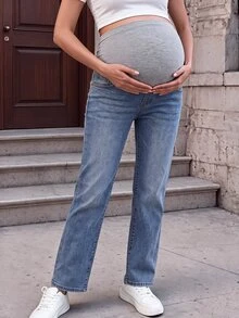 Momance Maternity Casual Everyday Pocket Denim Jeans Versatile - Medium Wash - View 4