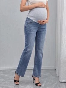 Momance Maternity Casual Everyday Pocket Denim Jeans Versatile - Medium Wash - View 3