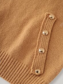 Holdful Holdful Pakaian Musim Gugur UNTUK Wanita: Sweater Lengan Panjang Kancing Bergaya Vintage untuk Wanita, Serbaguna - Rust Brown - View 5