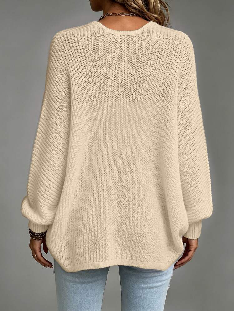 SHEIN Autumn/Winter Casual Versatile Solid Color Cardigan - Khaki - View 2