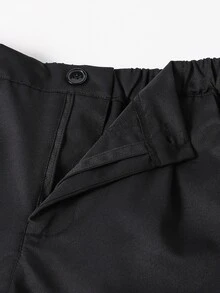 SHEIN 2pcs/Set Teen Boys Gentleman Outfit,Slim-Fit Single-Breasted Suit Jacket Dress Pants,Summer Formal Party Sixth Form Wear For Birthday,Wedding,Black - Black - View 8