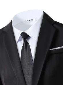SHEIN 2pcs/Set Teen Boys Gentleman Outfit,Slim-Fit Single-Breasted Suit Jacket Dress Pants,Summer Formal Party Sixth Form Wear For Birthday,Wedding,Black - Black - View 5