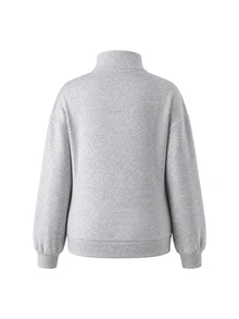 Momance GentleRue Maternity-D Women's Grey Stand Collar Half-Zip Maternity Sweatshirt, Autumn/Winter - Grey - View 5