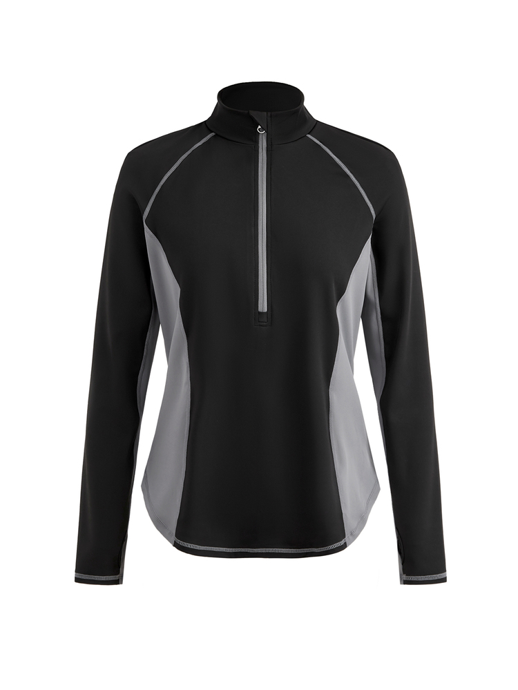 In My Nature Women's Colorblock Half-Zip Raglan Long Sleeve Outdoor Hiking Athletic Top Gym Workout Fall Winter - Black - View 9