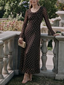 Amorya Women's Polka Dot Round Neck Casual Party Midi Dress - Multicolor - View 1
