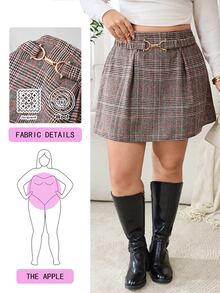 Solflare Plus Size Women Plaid Casual Versatile Daily Wear Skirt - Multicolor - View 1