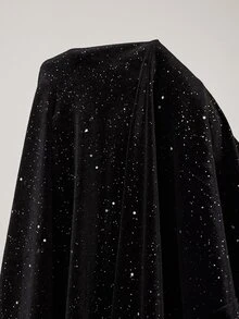 Solflare Plus Size Women Solid Color Shiny Cowl Neck Elegant Spaghetti Strap Dress - Black - View 8