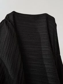 Solflare Plus Size Minimalist Textured Long Sleeve Ruched Dress Fall - Black - View 8