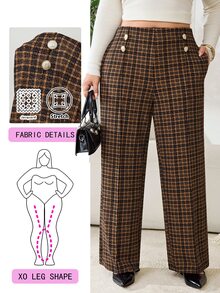 Solflare 大尺碼女款格紋休閒百搭日常穿著長褲 秋季 - 彩色 - 查看 1