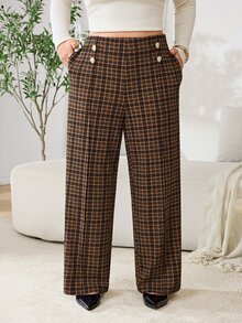 Solflare 大尺碼女款格紋休閒百搭日常穿著長褲 秋季 - 彩色 - 查看 4
