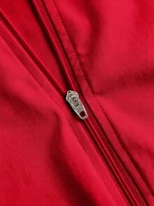 Slaydiva Minimalist Casual Basic Autumn/Winter Half-Zip V-Neck Long Sleeve Slim Fit Stretch Women's Jacket - E - Red - View 5