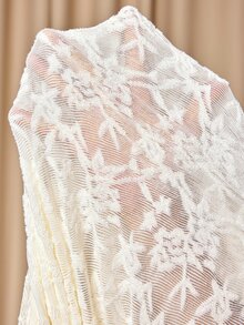 MaterniChic Maternity Jacquard Textured Lace Patchwork Fashionable Elegant Dress - Apricot - View 8