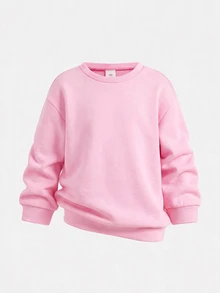 SHEIN 兒童女童加厚秋冬新款運動衫套裝，多色，休閒百搭街頭風，開學季、萬聖節適用 - 粉色 - 查看 7
