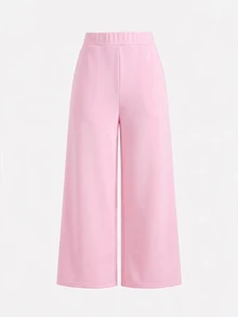SHEIN 兒童女童加厚秋冬新款運動衫套裝，多色，休閒百搭街頭風，開學季、萬聖節適用 - 粉色 - 查看 9