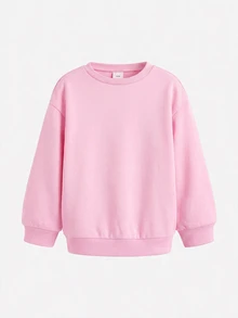 SHEIN 兒童女童加厚秋冬新款運動衫套裝，多色，休閒百搭街頭風，開學季、萬聖節適用 - 粉色 - 查看 5