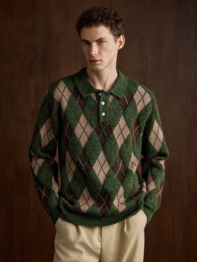 Manfinity CasualKnits كنزة رجالية كاجوال بنقشة أرغيل، خريف/شتاء - متعدد الألوان - مشاهدة 3