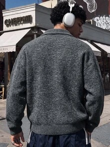 NEOSTRIT Men's Street Casual Long Sleeve Sweater For Daily Wear - Dark Grey - View 2