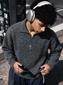 NEOSTRIT Men's Street Casual Long Sleeve Sweater For Daily Wear - Dark Grey - View 1