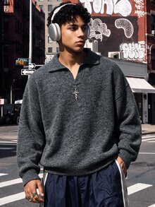 NEOSTRIT Men's Street Casual Long Sleeve Sweater For Daily Wear - Dark Grey - View 4
