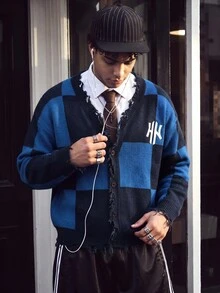 NEOSTRIT Men's Street Fashion Colorblock Button Knit Cardigan Festival Boys Fall/Winter Daily New Pull, Sweaters カーディガン - Multicolor - View 1
