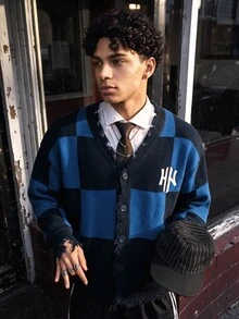 NEOSTRIT Men's Street Fashion Colorblock Button Knit Cardigan Festival Boys Fall/Winter Daily New Pull, Sweaters カーディガン - Multicolor - View 4