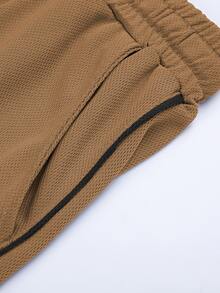Coreblaze Men's Drawstring Waist Pockets Casual Fitness Sports Shorts Sweat Pants - Khaki - View 4