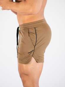 Coreblaze Men's Drawstring Waist Pockets Casual Fitness Sports Shorts Sweat Pants - Khaki - View 6
