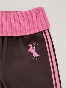 Tween Girls Fleece Flared Sweatpants Preppy Y2k 2000s Casual Athletic Colorblock High Waist Sporty Winter Pants Sport School Pink And Brown Active - Rust Brown - View 6