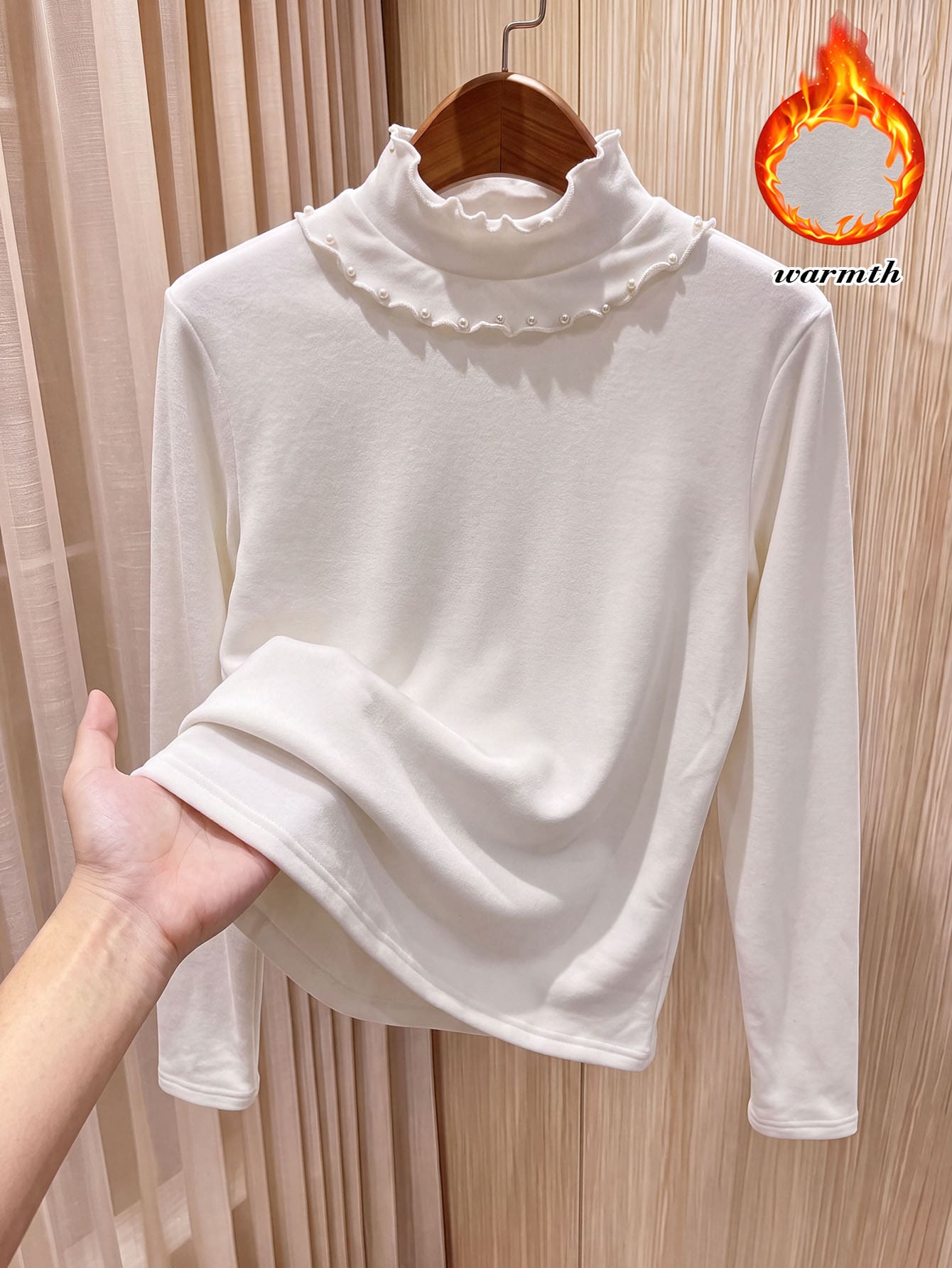 Rusticease Fall/Winter Women's High Neck Solid Color Fashion Minimalist Versatile T-Shirt Warm Casual Blouses For Women All-Match Tops