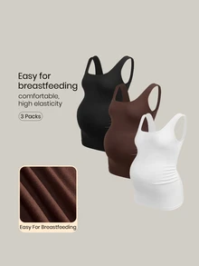 Modmama Maternity Casual Versatile Solid Color Fitted Tank Top - Multicolor - View 8