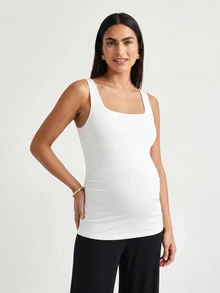 Modmama Maternity Casual Versatile Solid Color Fitted Tank Top - Multicolor - View 4