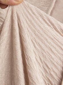 SHEIN Maternity Solid Color Front Tie Long Sleeve Fitted Casual Dress - Apricot - View 9