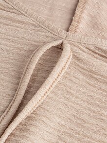 SHEIN Maternity Solid Color Front Tie Long Sleeve Fitted Casual Dress - Apricot - View 10