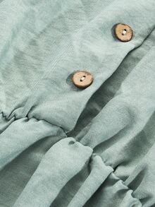 GentleRue Maternity Maternity Button V-Neck Minimalist Casual Romantic Nursing Dress Fall Baby Shower Breastfeeding Sage Green - Green - View 9