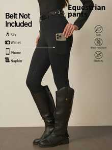 With My Calm Women's Equestrian Jodhpurs/Breeches, Full Silicone Seat Non-Slip Riding Pants, Suitable For Horse Riding Sports, - Black - View 1