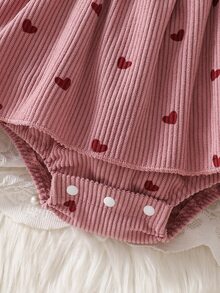 Infant Girls Sweet Cute 3D Bear Flutter Sleeve Long Sleeve Romper And Bow Leg Warmers Set, Autumn/Winter Outing Outfit, Holiday Party Wear - Pink - View 4