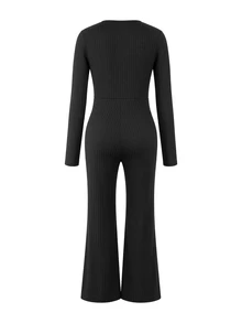 GentleRue Maternity Maternity Minimalist Daily Pleated Long Sleeve Jumpsuit - Black - View 5