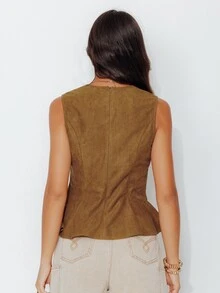 Pimkie Edition Women's Solid Color Casual Daily Knit Top - Coffee Brown - View 2