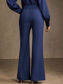 MOTF PREMIUM SEAM FRONT FLARE PANTS - Blue - View 2