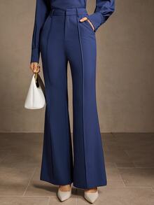 MOTF PREMIUM SEAM FRONT FLARE PANTS - Blue - View 1
