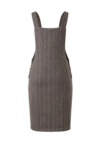 SHEIN Multi-Color Plaid Wool Maternity Pinafore Dress, Casual Elegant Square Neck, Adjustable, With Pockets And Side Buttons, Daily Wear - Multicolor - View 6