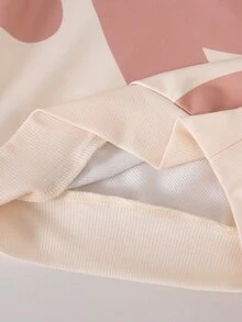 Young Girls 2 Pieces Set: Pink Heart Pattern Crew Neck Loose Long Sleeve Sweatshirt + Matching Wide Leg Pants, Cute Stylish Casual Baby Outfit, Autumn - Baby Pink - View 10